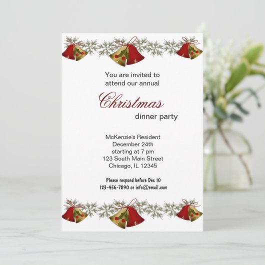 Christmas Bells-diner Kaart (Staand voorkant)