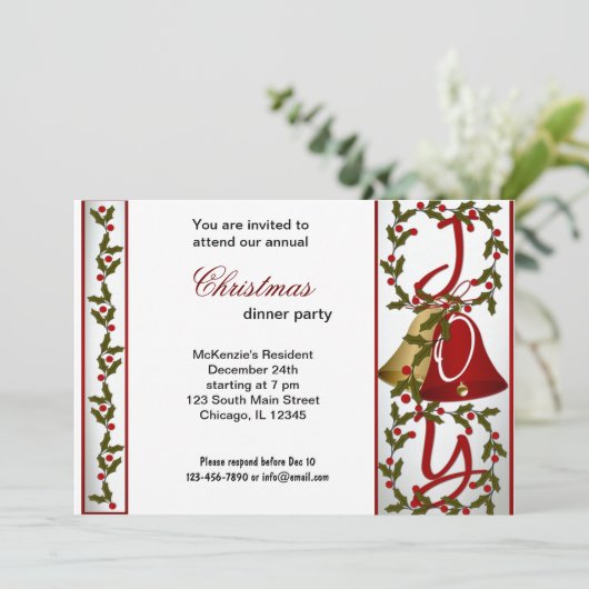 Christmas Bells-diner Kaart (Staand voorkant)