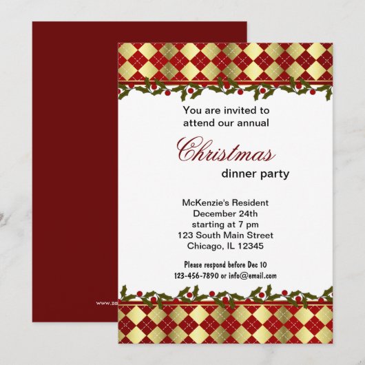 Christmas Bells-diner Kaart (Voorkant / Achterkant)