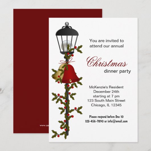 Christmas Bells-diner Kaart (Voorkant / Achterkant)