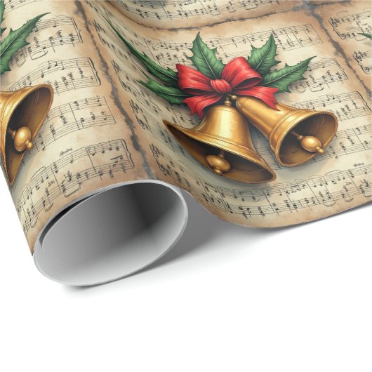 Christmas Bells on Sheet Music, Cadeaupapier (Rol Hoek)