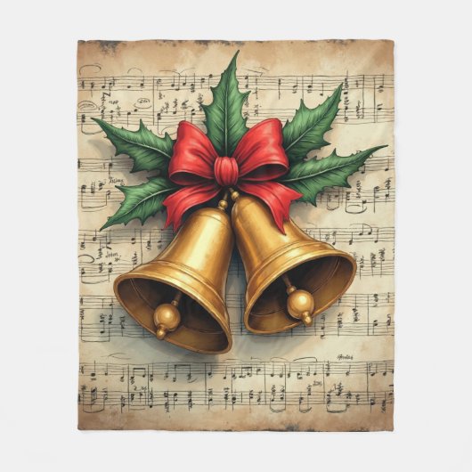 Christmas Bells on Sheet Music, Fleece Deken (Voorkant)