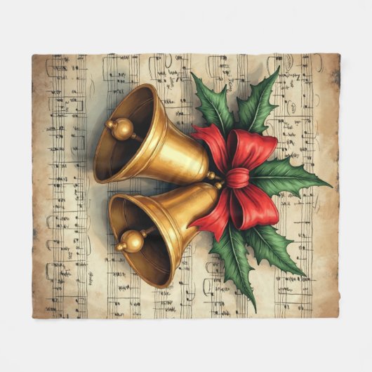 Christmas Bells on Sheet Music, Fleece Deken (Voorkant (Horizontaal))