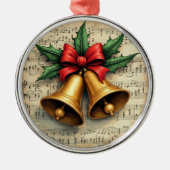 Christmas Bells on Sheet Music, Metalen Ornament (Voorkant)