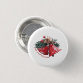 Christmas Bells Round Badge – Ring in the Joy  Ronde Button 3,2 Cm (Voorkant /achterkant)