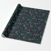 Christmas berries cadeaupapier (Uitgerold)