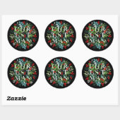 CHRISTMAS Berries Greenery Holiday Black Ronde Sticker (Vel)