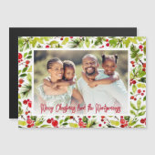 Christmas Berries & Greenery Photo Magnetic Cards (Voorkant / Achterkant)