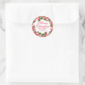 Christmas Berries krans retouradres Ronde Sticker (Tas)