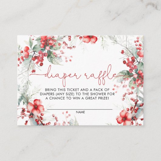 Christmas Berry Baby shower Luier Raffle Kaart (Voorkant)