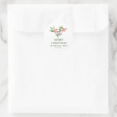 Christmas Berry Branch Waterverf Ronde Sticker (Tas)