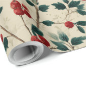Christmas Berry Branch Wrapping Paper | Elegant Ho Cadeaupapier (Rol Hoek)