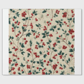 Christmas Berry Branch Wrapping Paper | Elegant Ho Cadeaupapier (Vlak)
