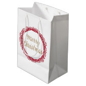 Christmas berry krans geschenkzak medium cadeauzakje (Achterkant Gekanteld)