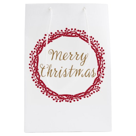 Christmas berry krans geschenkzak medium cadeauzakje (Voorkant)