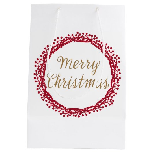 Christmas berry krans geschenkzak medium cadeauzakje (Achterkant)