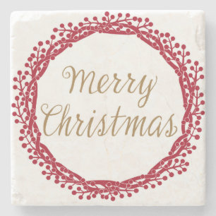 Christmas berry krans steen onderzetter