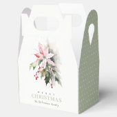 Christmas Berry Poinsettia Foliage Waterverf Bedankdoosjes (Geopend)