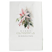 Christmas Berry Poinsettia Foliage Waterverf Medium Cadeauzakje (Achterkant)