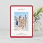 Christmas Berry Red Modern Lijst 3 Foto Feestdagenkaart (Staand voorkant)
