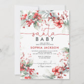 Christmas Berry Santa Baby shower Uitnodiging (Voorkant)