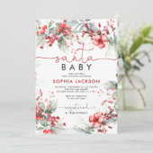 Christmas Berry Santa Baby shower Uitnodiging (Staand voorkant)
