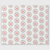 Christmas Berry Wreath Monogram Pattern Cadeaupapier (Vlak)