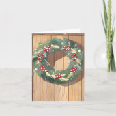 Christmas Berry Wreath | Waterverf Rustic Merry Feestdagen Kaart (Voorkant)