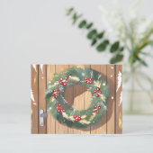 Christmas Berry Wreath | Waterverf Rustic Merry Feestdagenkaart (Staand voorkant)