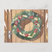 Christmas Berry Wreath | Waterverf Rustic Merry Feestdagenkaart (Voorkant)