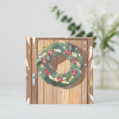 Christmas Berry Wreath | Waterverf Rustic Merry Feestdagenkaart (Staand voorkant)
