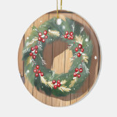 Christmas Berry Wreath | Waterverf Rustic Merry Keramisch Ornament (Links)