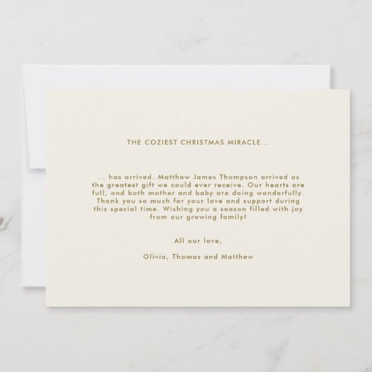 Christmas Best Gift Calligraphy Gold Baby Photo Aankondiging (Achterkant)