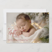 Christmas Best Gift Calligraphy Modern Baby Photo Aankondiging (Voorkant)