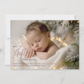 Christmas Best Gift Calligraphy Pink Baby Photo Aankondiging (Voorkant)