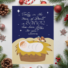 Christmas Bible Verse Luke Modern Custom Folded  Feestdagen Kaart