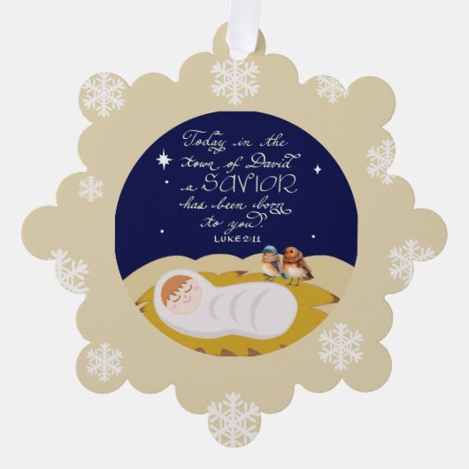 Christmas Bible Verse Luke Modern Script Custom Ornament Kaart (Voorkant)