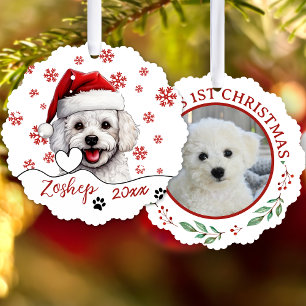 Christmas Bichon Frise Dog gepersonaliseerd Ornament Kaart
