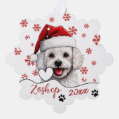 Christmas Bichon Frise Dog gepersonaliseerd Ornament Kaart (Voorkant)