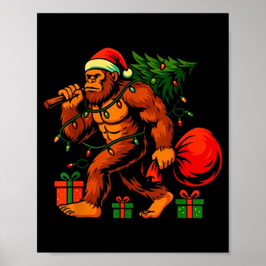 Christmas Bigfoot Costume Men Boy Sasquatch Xmas T Poster (Voorkant)