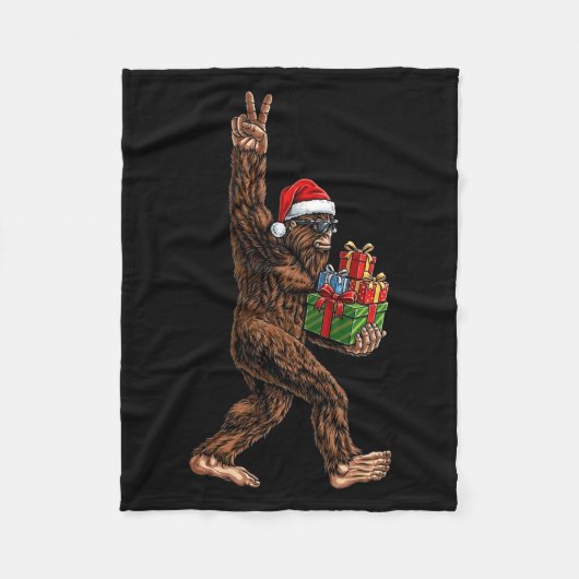 Christmas Bigfoot Santa Hat Funny Sasquatch Big Fo Fleece Deken (Voorkant)
