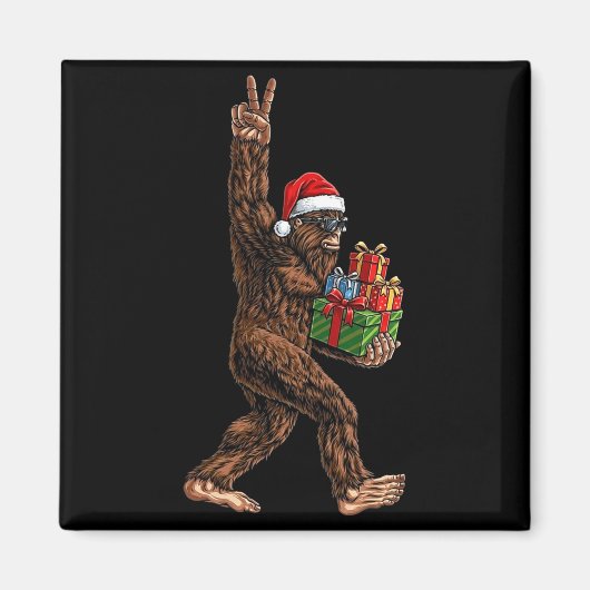 Christmas Bigfoot Santa Hat Funny Sasquatch Big Fo Magneet (Voorkant)