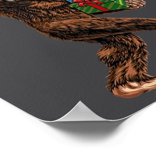 Christmas Bigfoot Santa Hat Funny Sasquatch Big Fo Poster (Hoek)