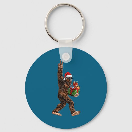 Christmas Bigfoot Santa Hat Funny Sasquatch Big Fo Sleutelhanger (Voorkant)