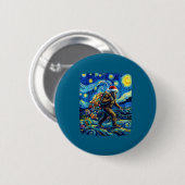 Christmas Bigfoot Santa Hat Van Gogh Starry Night  Ronde Button 5,7 Cm (Voorkant /achterkant)