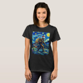 Christmas Bigfoot Santa Hat Van Gogh Starry Night  T-shirt (Voorkant volledig)