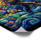 Christmas Bigfoot Santa Hat Van Gogh Walking In St Poster (Hoek)