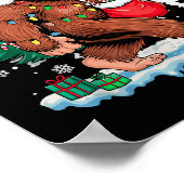 Christmas Bigfoot Santa Tree Sleigh Moon Funny Xma Poster (Hoek)