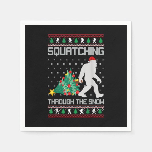 Christmas Bigfoot Squatching Through The Snow Servet (Voorkant)