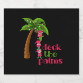 CHRISTMAS BIJ DE BEACH grafische SANTAS ELVEERT PA Sparkling Wijnetiket (Enkel label)